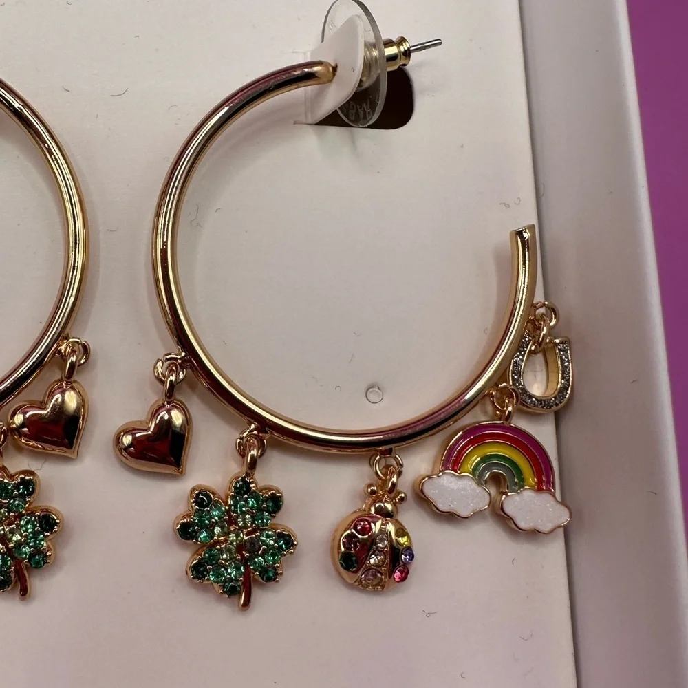 BaubleBar Feeling Lucky St. Patrick’s Day hoop earrings  NIB